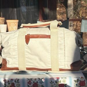 Mark & Graham Canvas and Leather Weekender Travel Bag Large Luggage Tote GUC